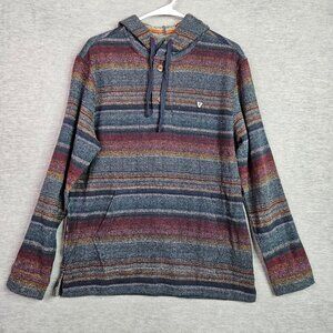 VISSLA Descanso Hooded Popover Hoodie Henley Men Cotton Size S